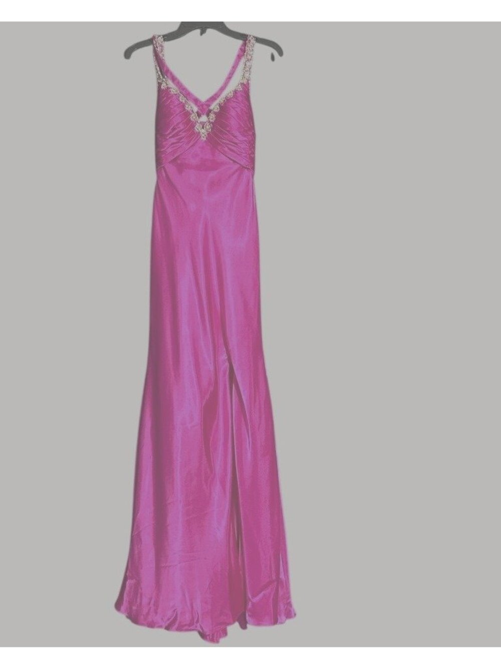 Vintage Mori Lee Y2K Fuchsia Formal Gown With Rhinestone Straps & Ruched Bodice